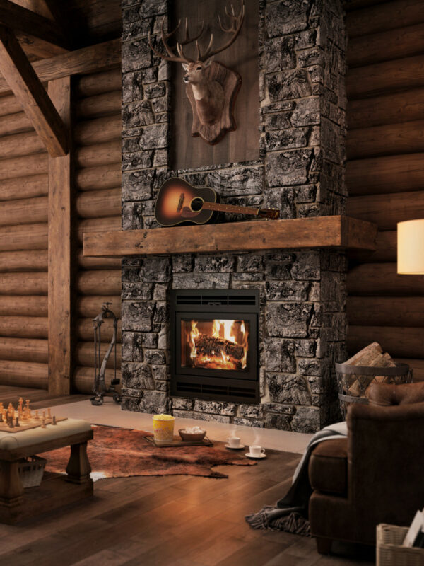 Elegance® 42 Built-in Wood Burning Fireplace in a country western styled living room.